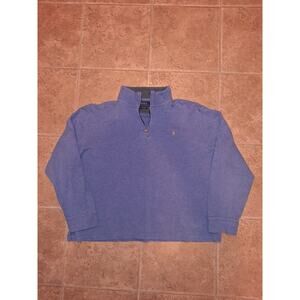 Polo Ralph Lauren Estate Rib Mens L Quarter 1/4 Zip Sweater Blue Cotton Pony